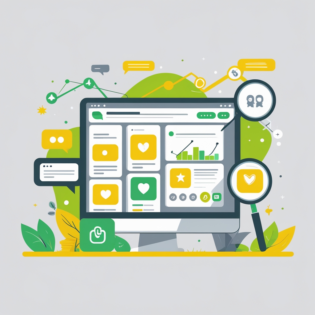 Vibrant flat vector illustration of an SMO concept by YourDigiHelp, featuring no human figures.